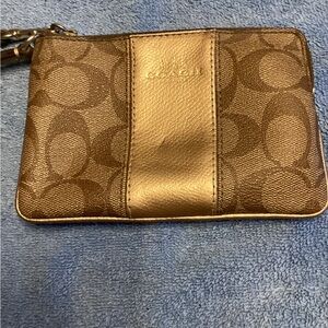 Coach Brown and Gold Wristlet